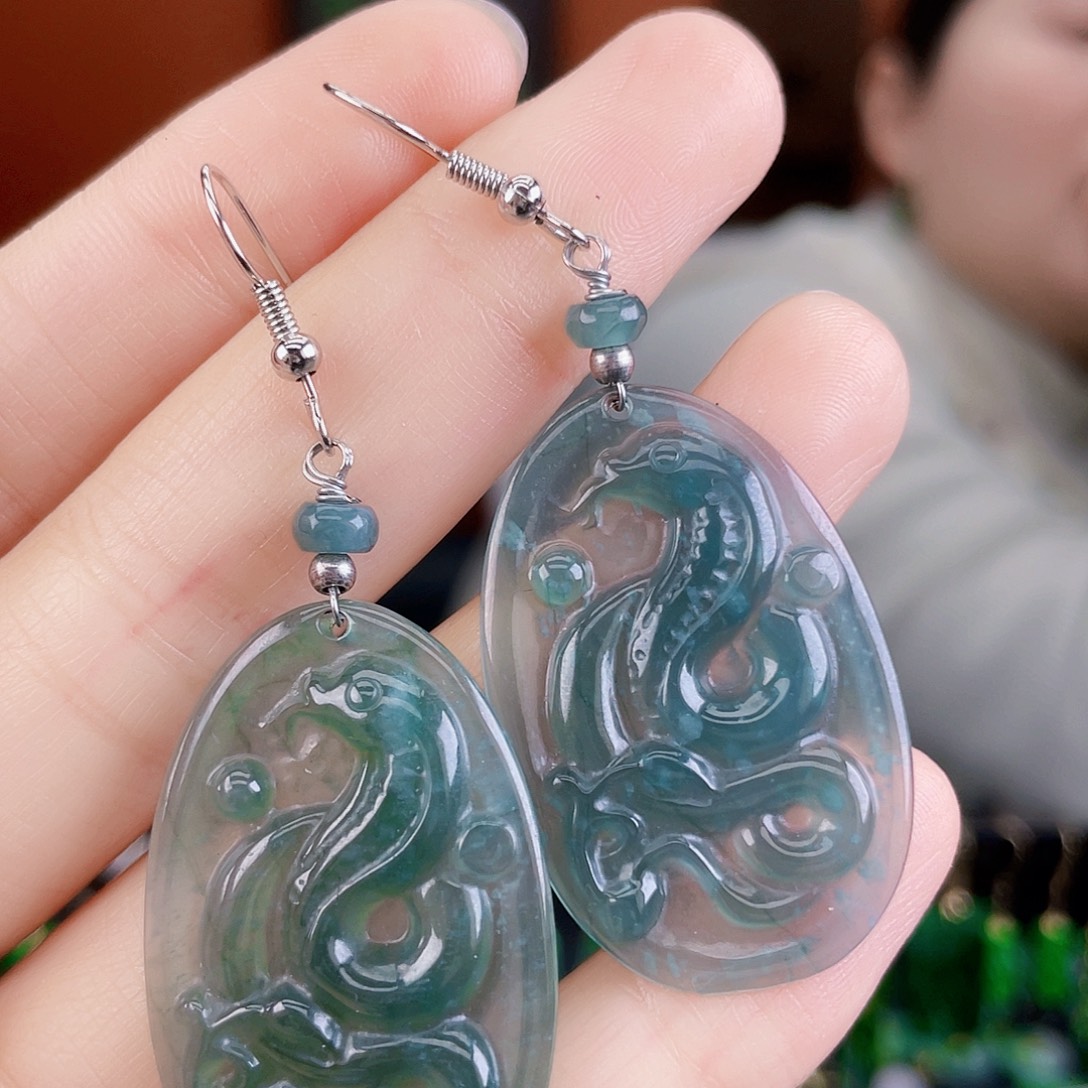 翡翠未镶嵌耳饰饰品