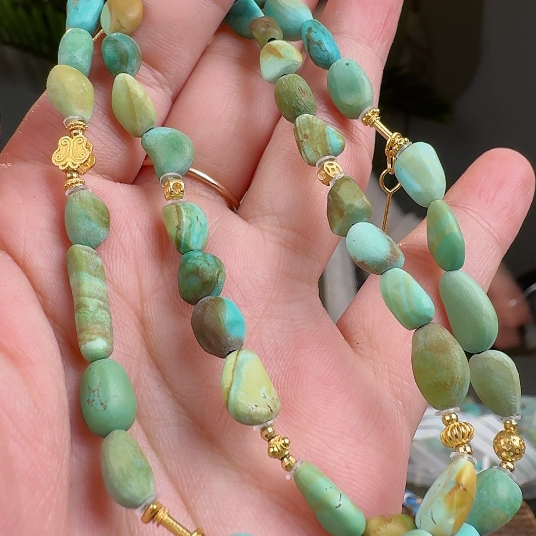 绿松石珠宝奇石18K金镶嵌