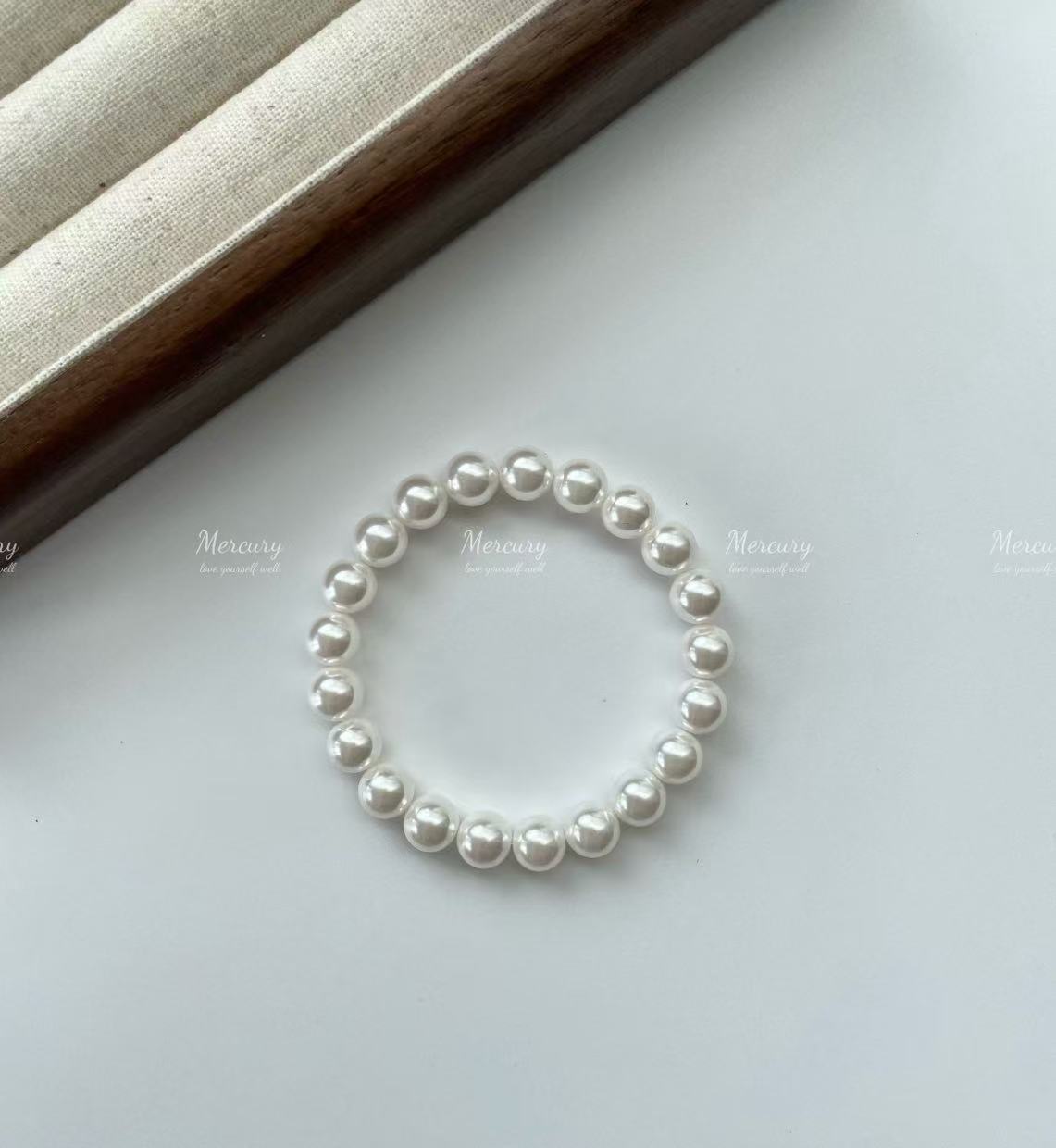  精致珠珠全珠弹力手链 6mm 强光  无暇 