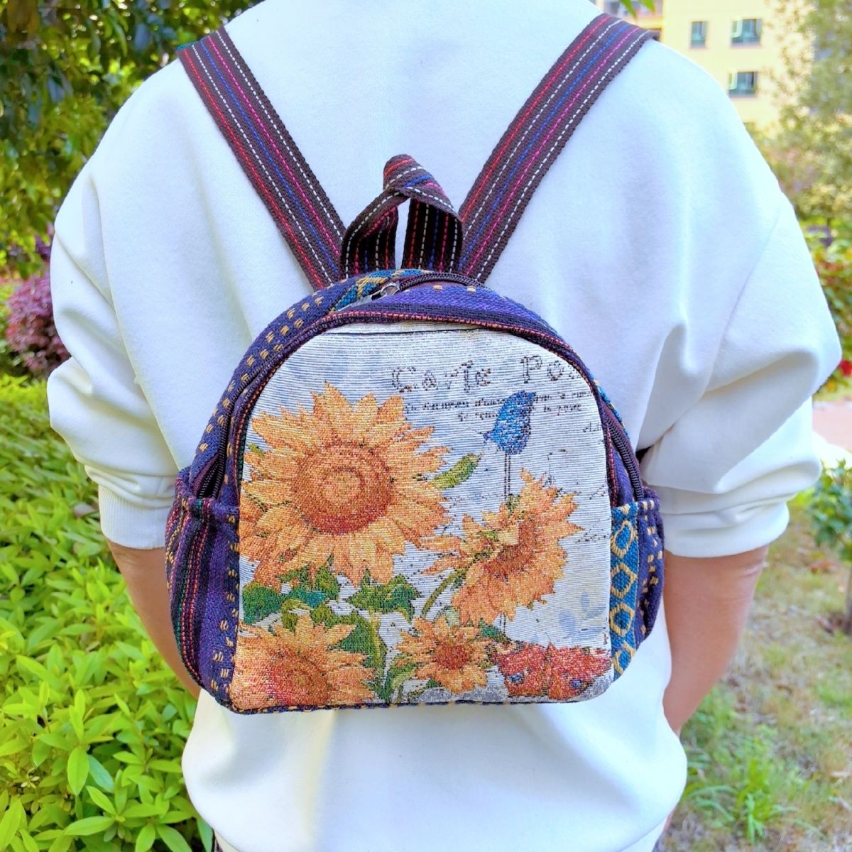 刺绣民族绣花手工卡通儿童小背包包大容量西双版纳风大象彩色编织