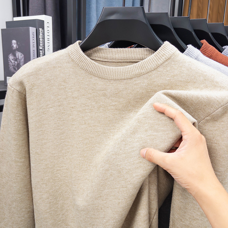 【专柜正品】男士100%羊毛加厚圆领简约高档羊毛百搭针织打底衫