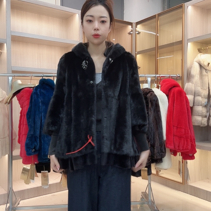 黑色顺毛连帽yh0389