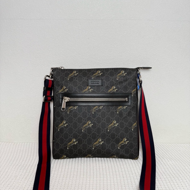 99新 GUCCI/古驰  98新/5888男士时尚经典老虎印花单肩包