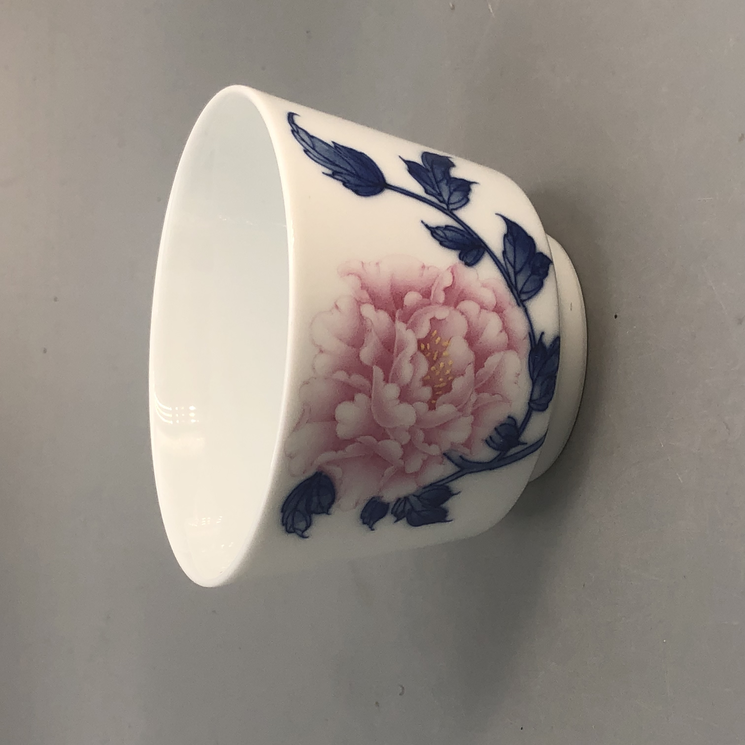 【景德】元煦 青花斗彩牡丹杯(B) 陶瓷 yxy0607