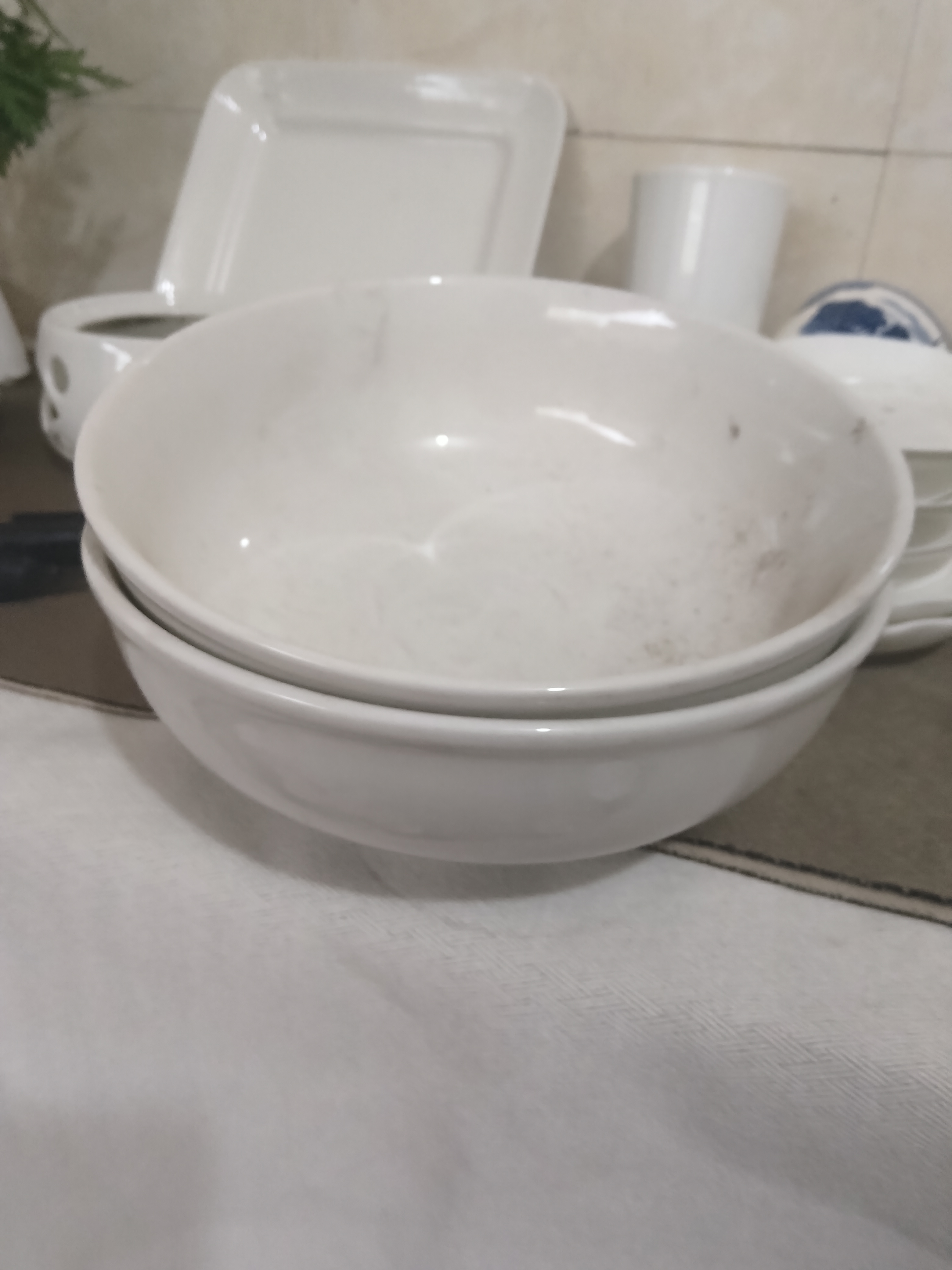 国营四厂白瓷面碗一对微瑕