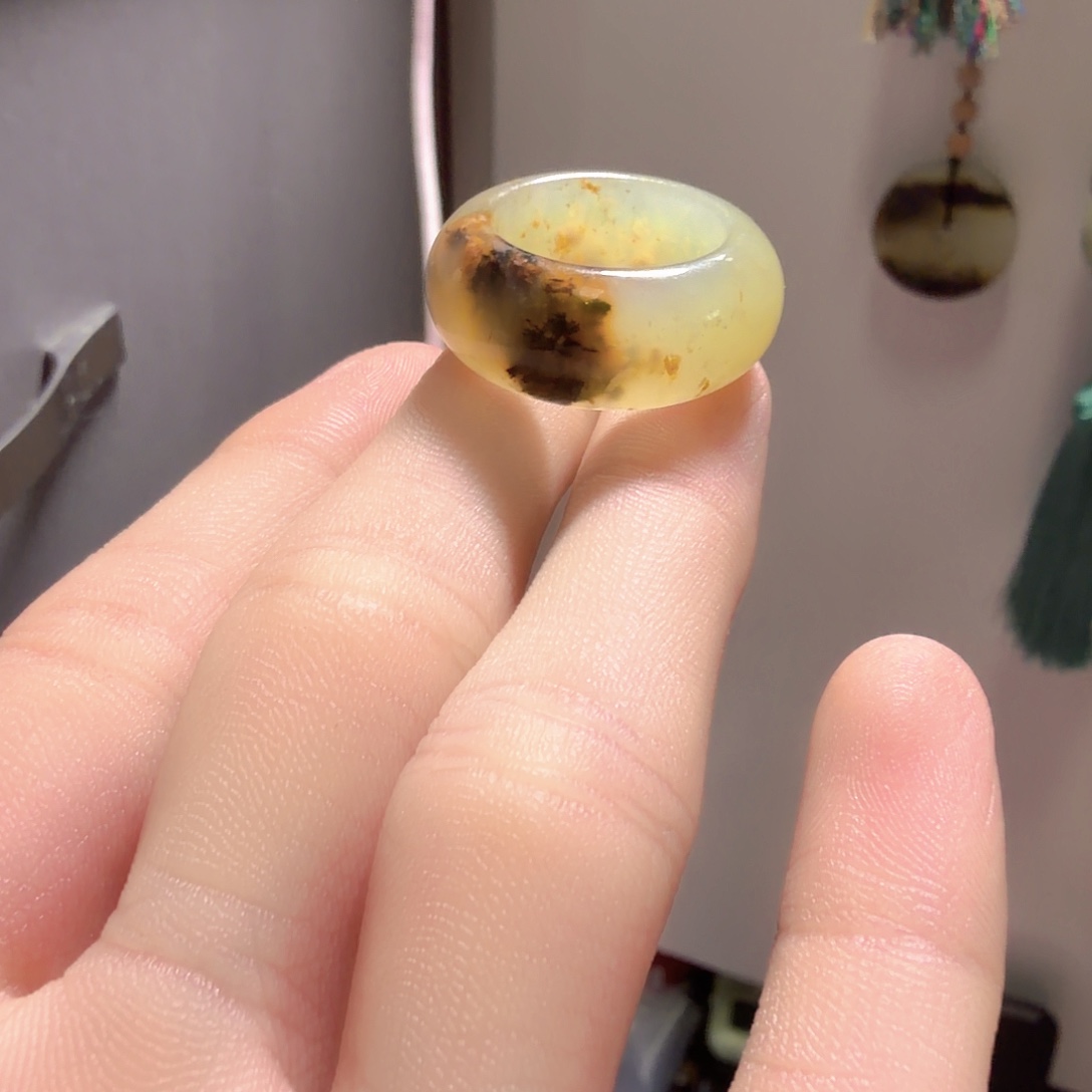 岫玉未镶嵌戒指内经17.5