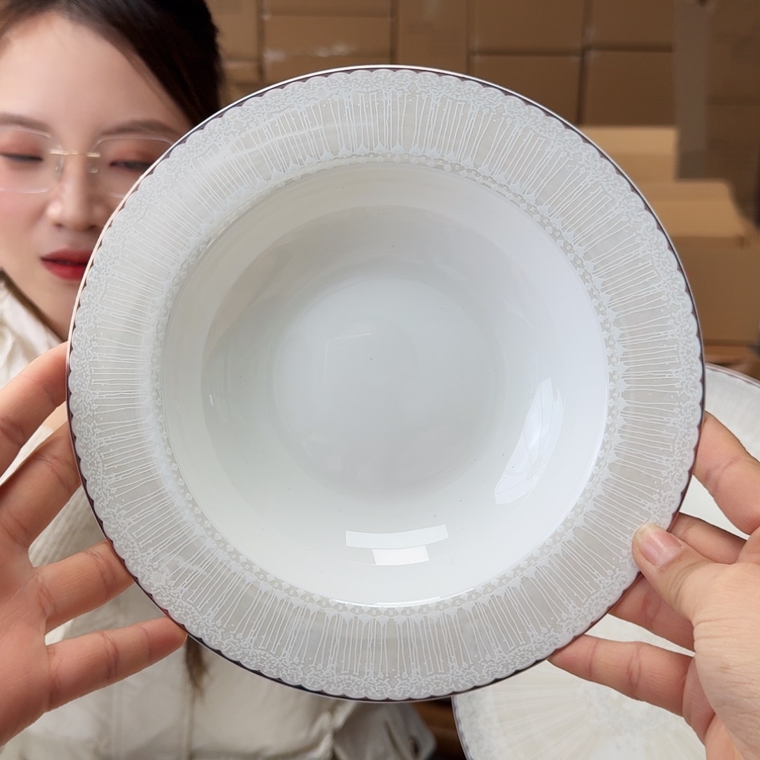 骨瓷高骨8.5英寸小高美汤盘22*4cm1只