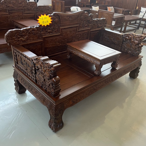 北方小叶榆木百狮罗汉床