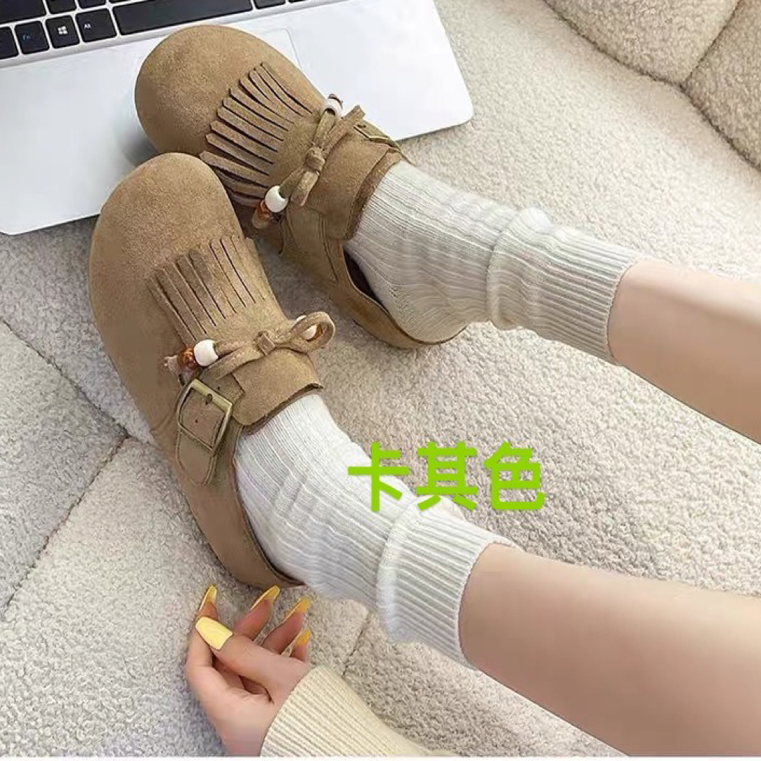 舒适小皮匠8802森系休闲风流苏包头款包头拖圆头复古方头