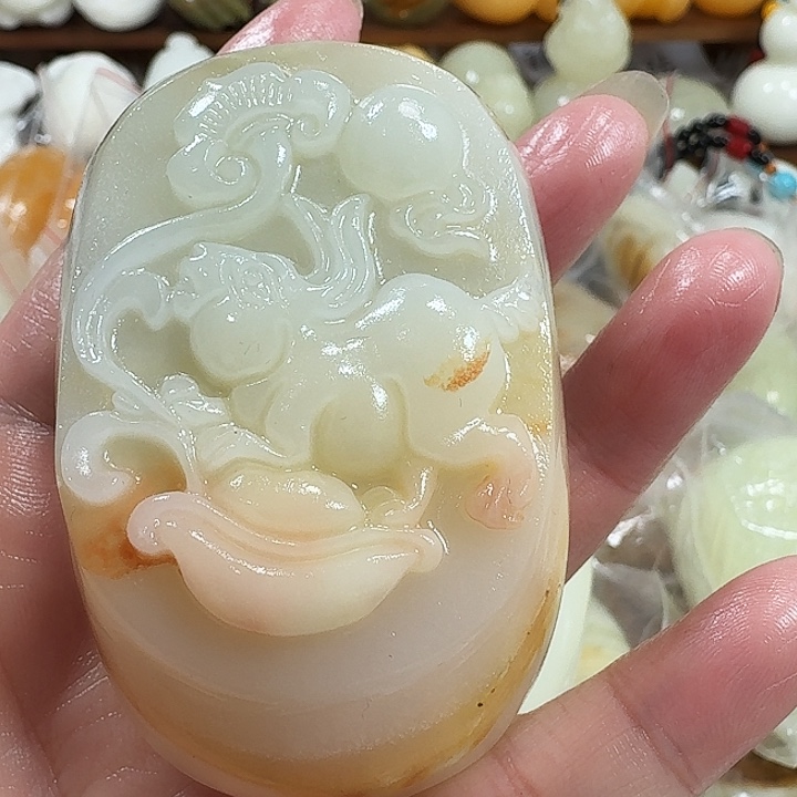 相***缘砖雕石头手把件不退不换