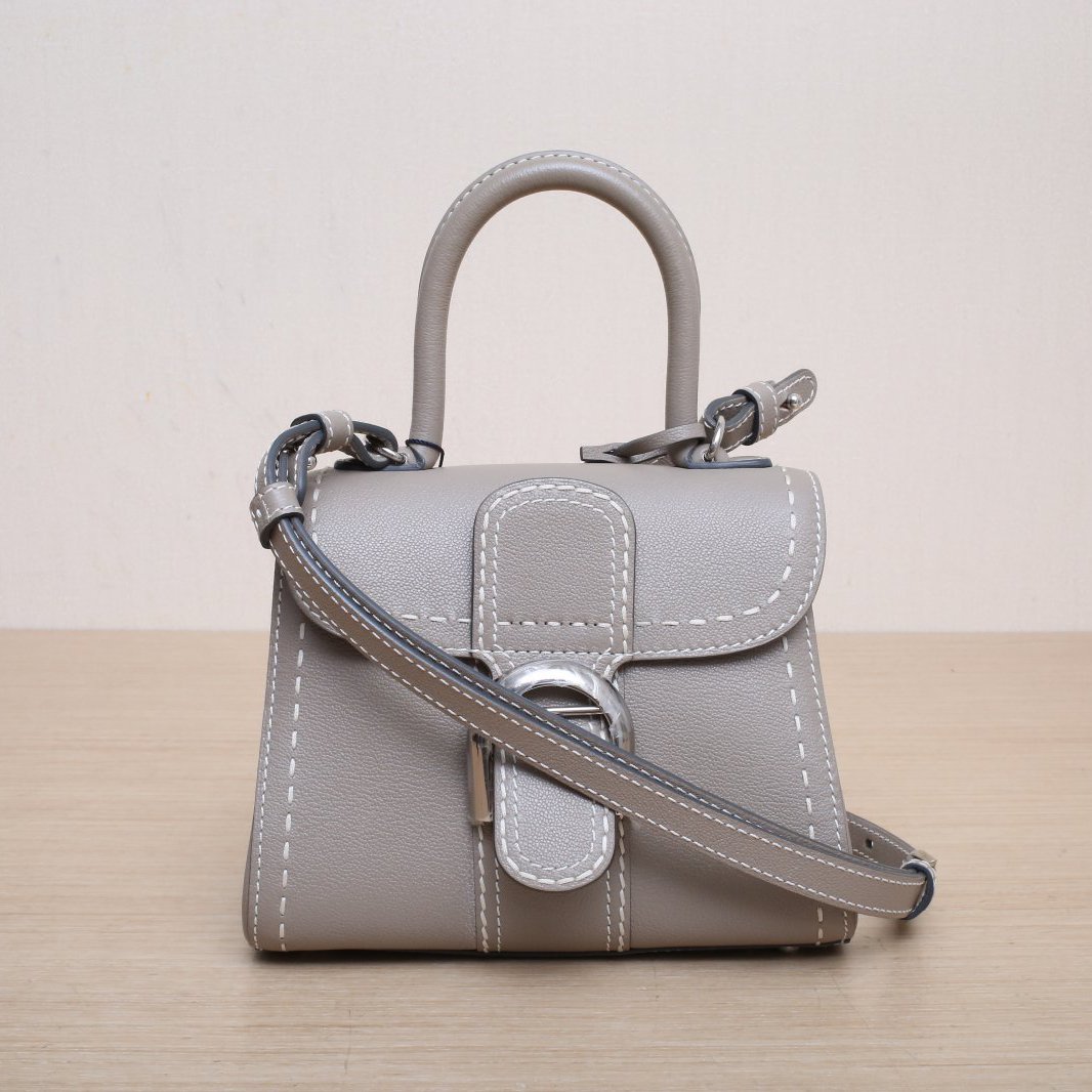 95新 Delvaux/德尔沃 花花Brillant Mini 20 外缝线 大象灰 