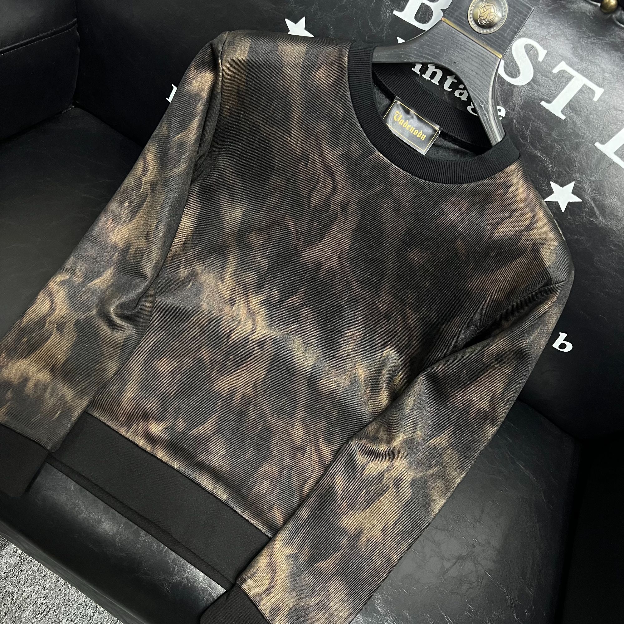 《W1037》冬季流光加绒男士时尚个性圆领长袖