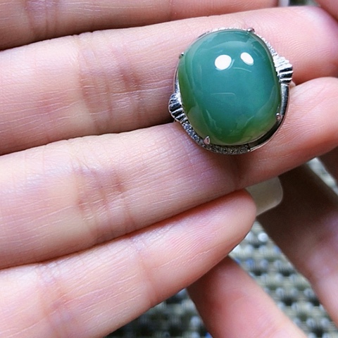 和田玉银S925镶嵌戒指