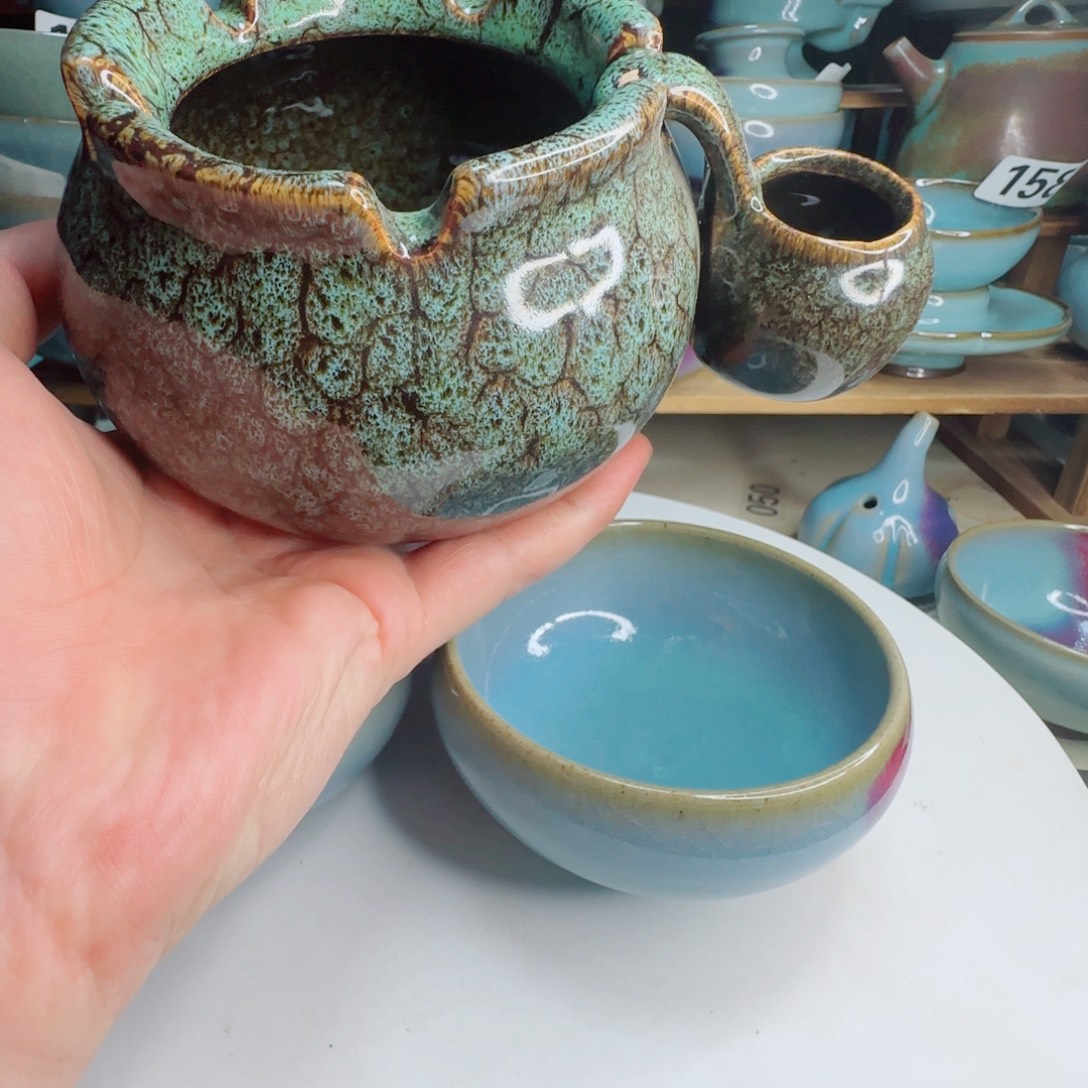 瓷片窑变复古烟灰缸