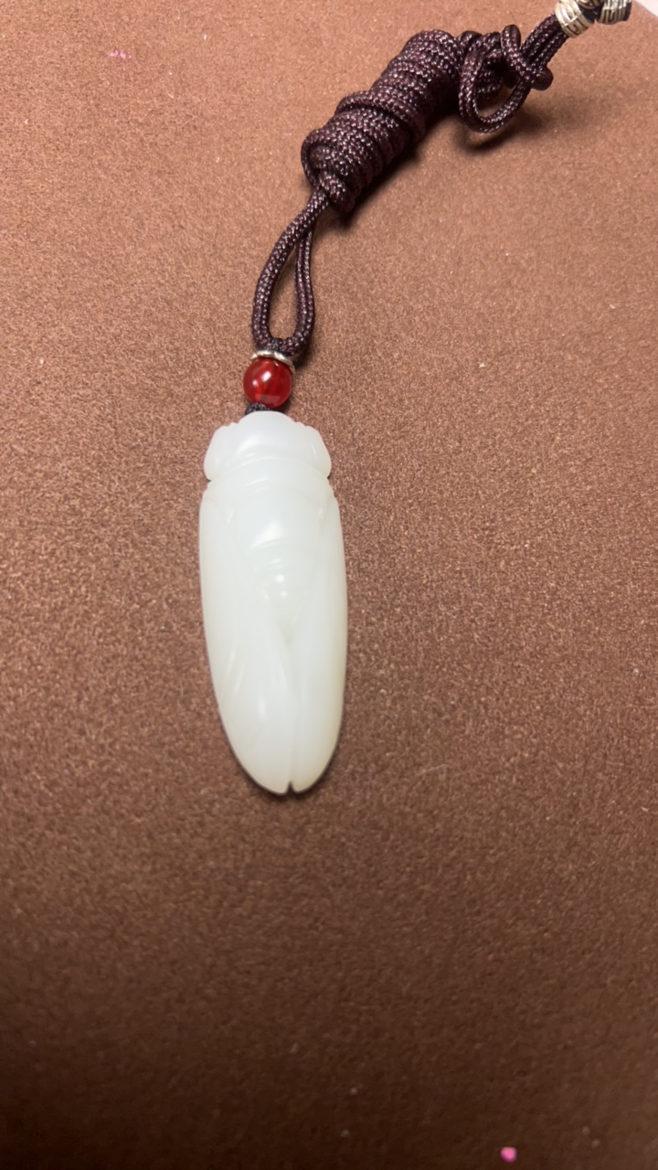 和田玉白玉吊坠蝉