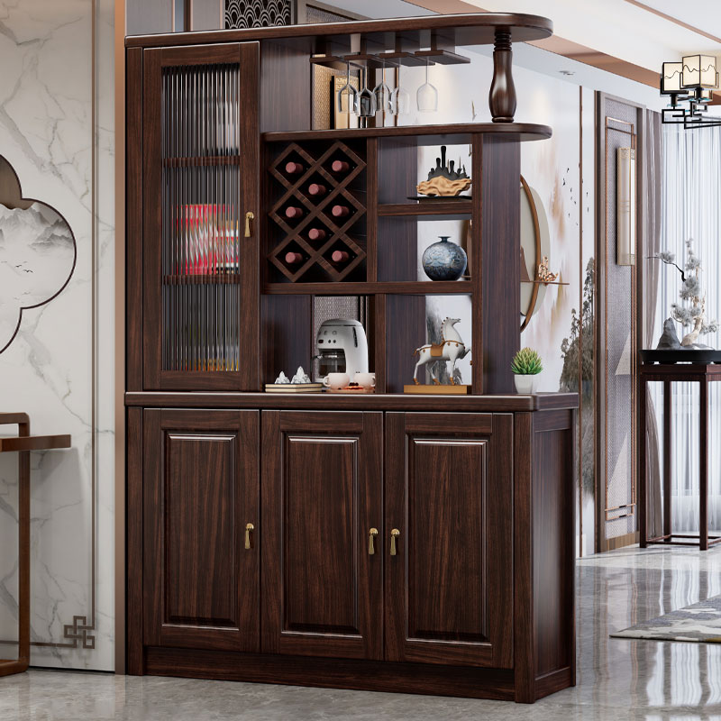 新中式乌金木实木屏风隔断柜客厅玄关柜酒柜间厅柜置物入户门厅柜