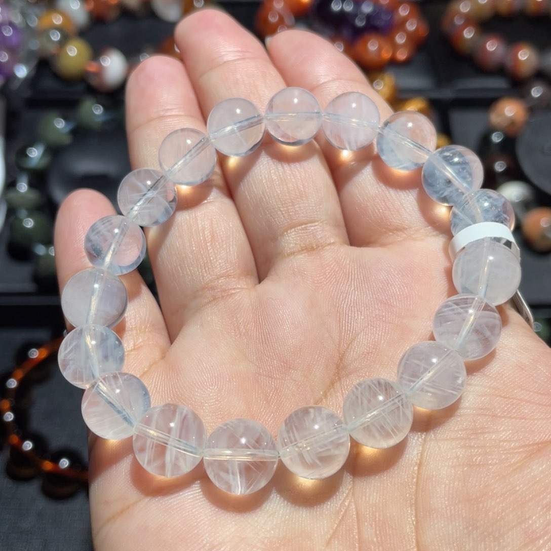 水晶手链未镶嵌蓝针10mm左右