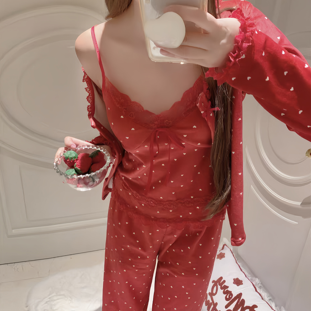 秋冬双面海岛绒睡衣【庆年】软乎乎红色新年女士长袖温柔家居服保暖