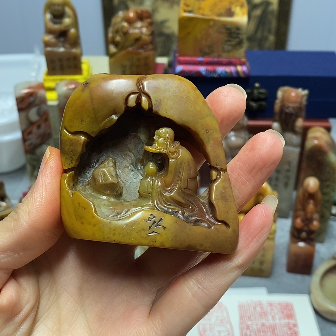 一***奇印石寿山石宝篆工艺链接放漏