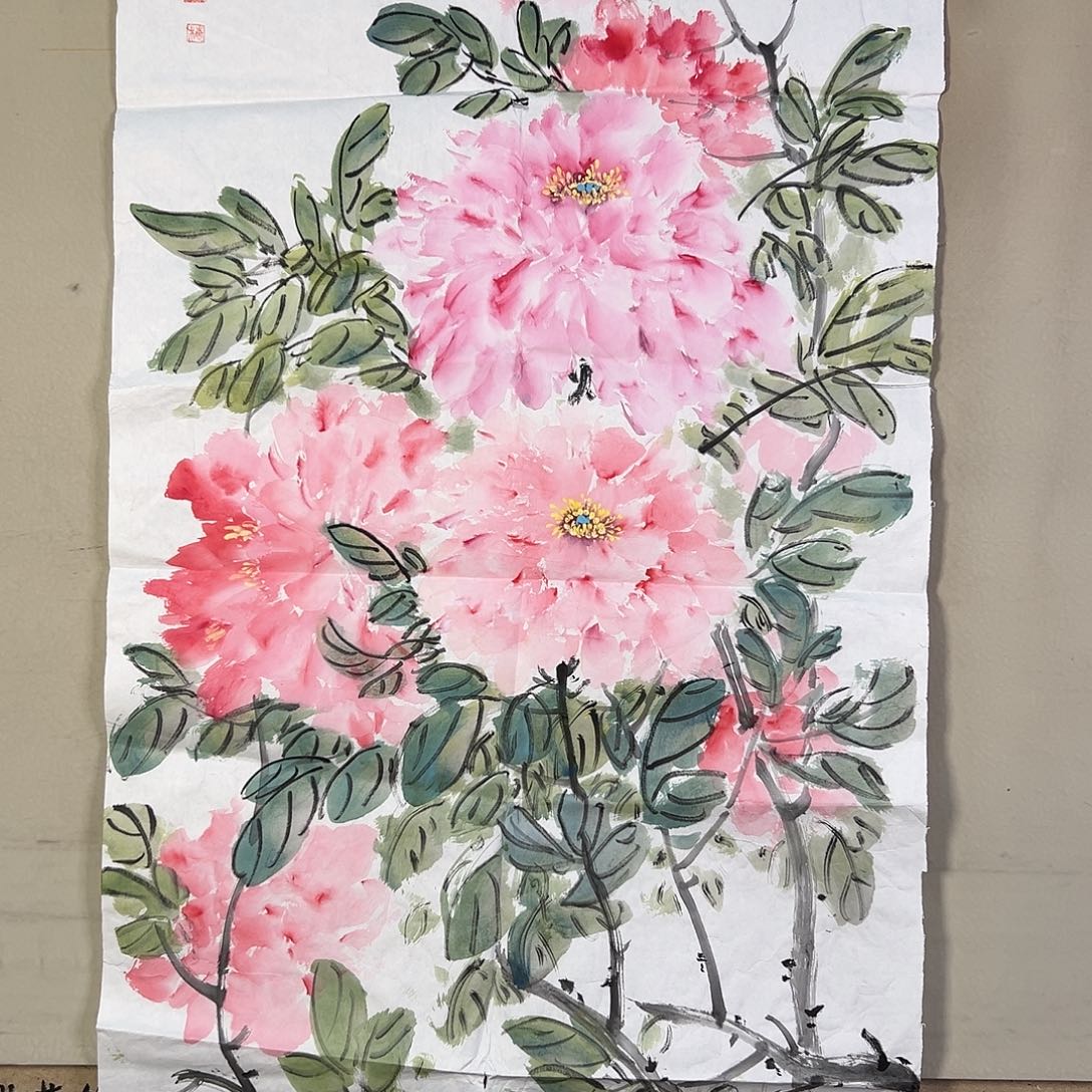 国画231 牡丹之花之叶的颜色