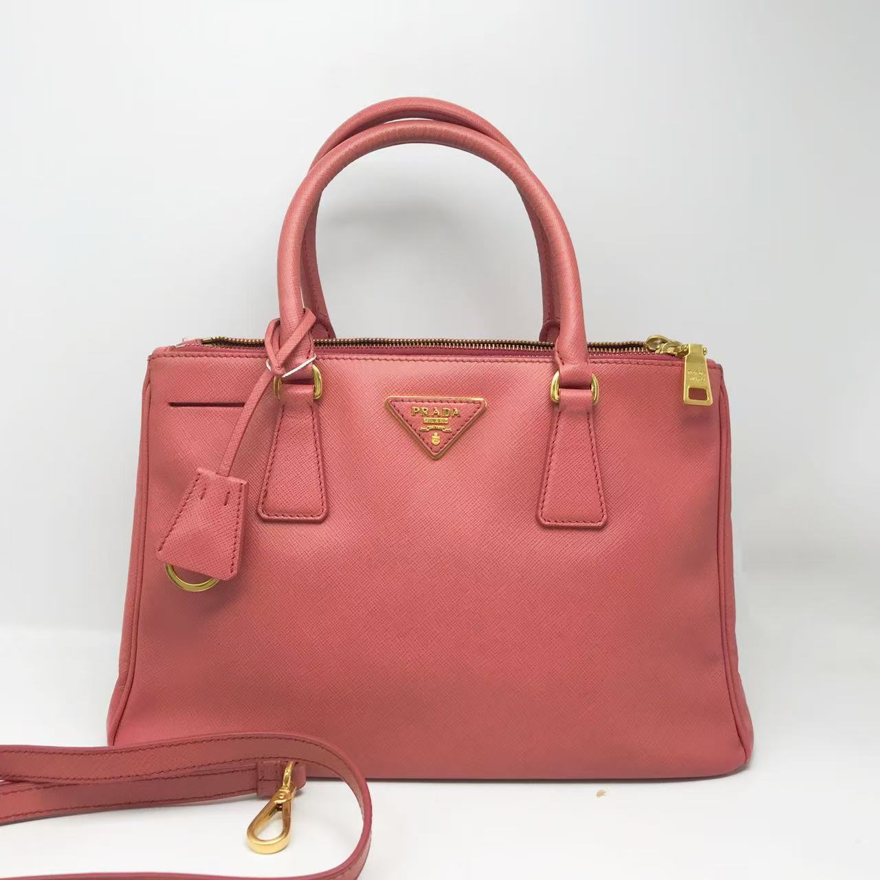 95新 Prada/普拉达 洋诚二手 普拉达玫红色中号杀手包