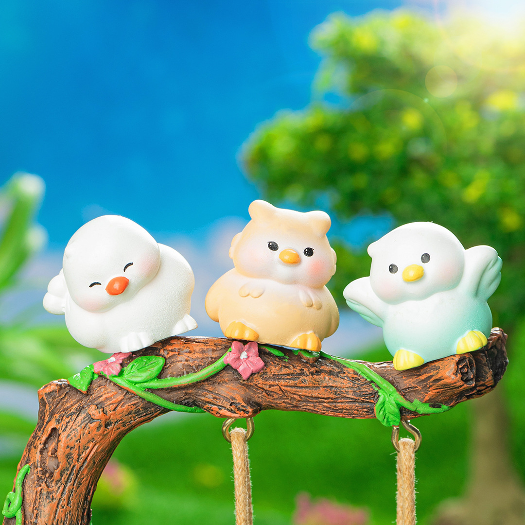 （现场拆）彩色小鸟公仔萌粒微景观创意diy装饰品迷你桌面摆件