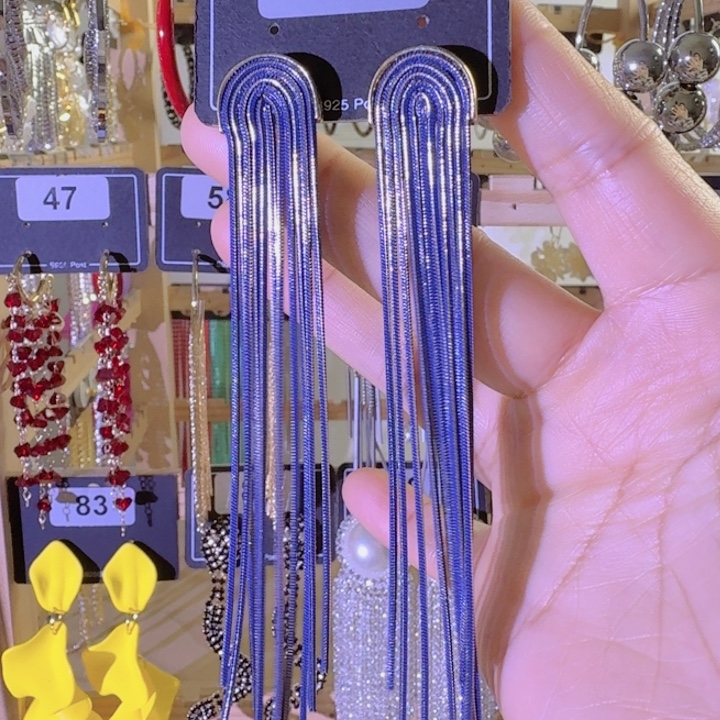 琉璃纯铜合金蓝色蛇骨链流苏