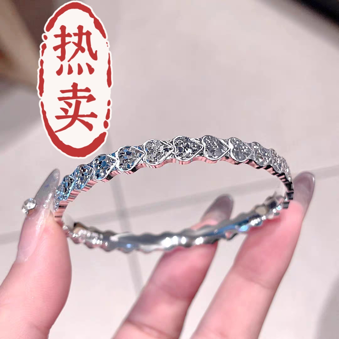 足银手镯 53号（闭口）【爱心碎冰冰-18g】足银999.9手镯 卖完无