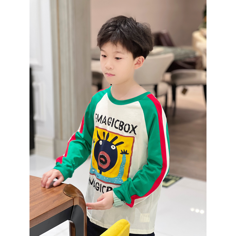 -潮牌童装定制”新年搞怪”儿童春秋限量款长袖童装长袖T恤B5519