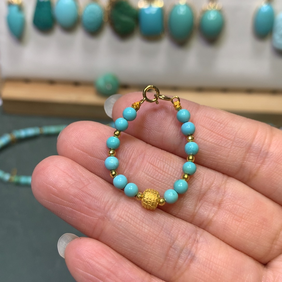 绿松石延长链18K金镶嵌