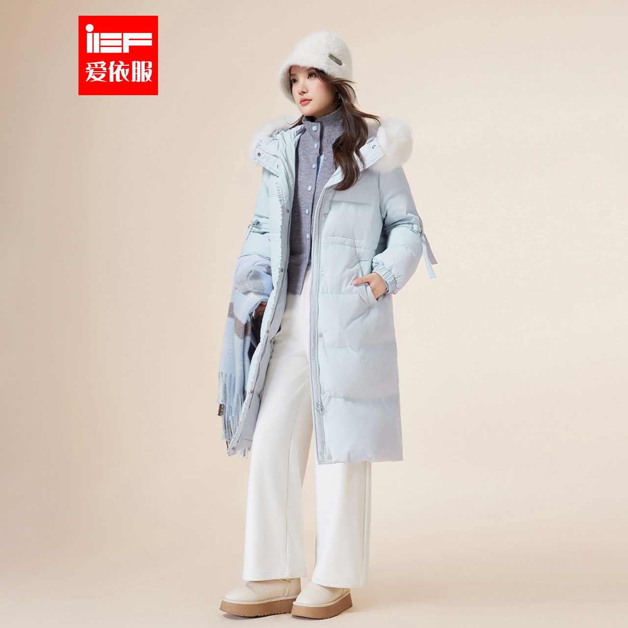 IEF/爱依服2025冬季新款韩版甜美休闲通勤气质百搭保暖羽绒长外套