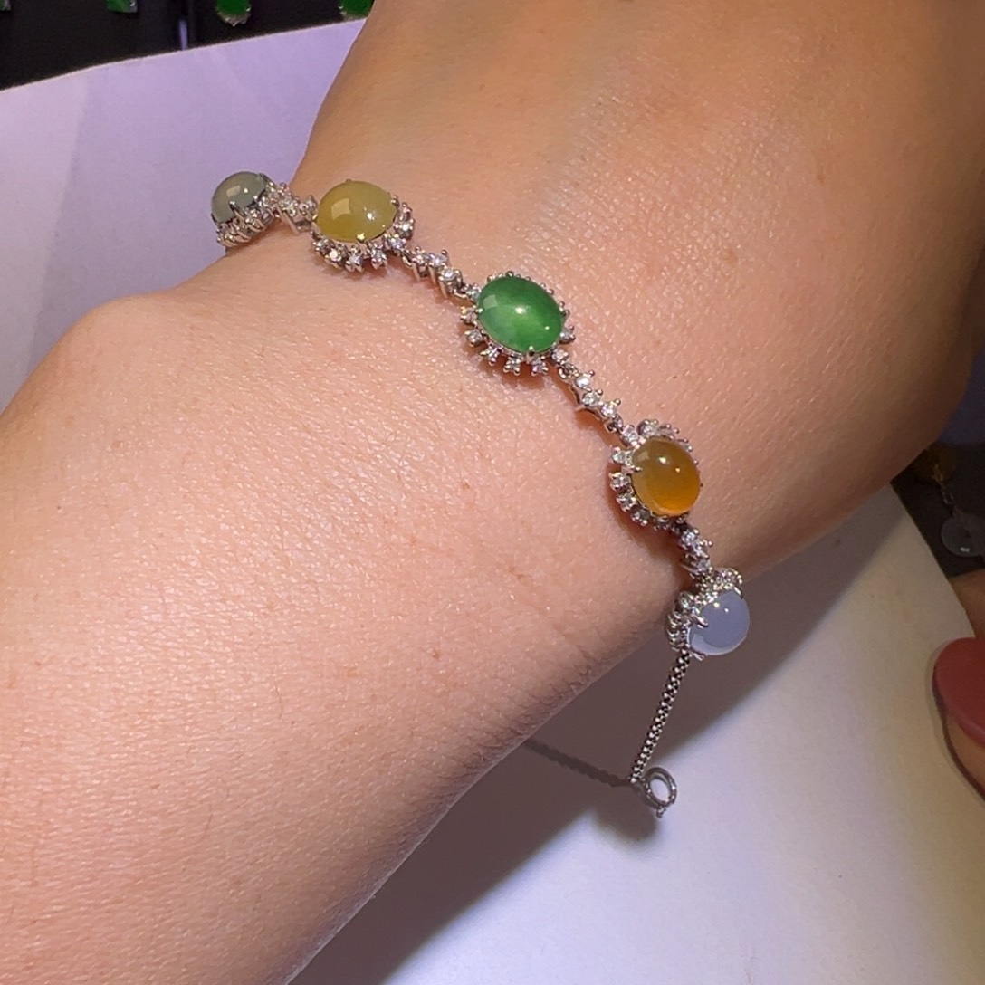 翡翠颈饰18K金镶嵌手链