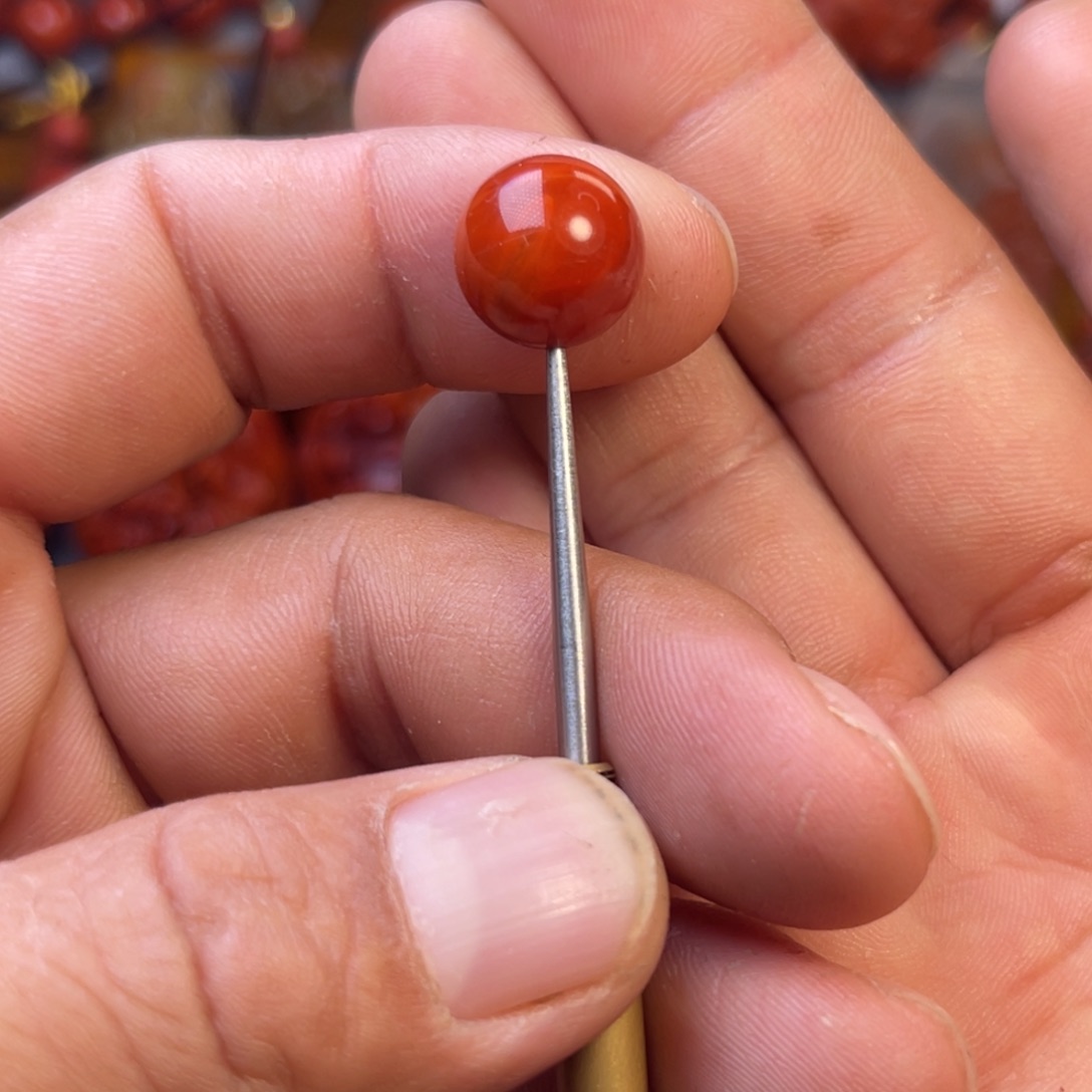 南红玛瑙未镶嵌川料精工圆珠卡12➕