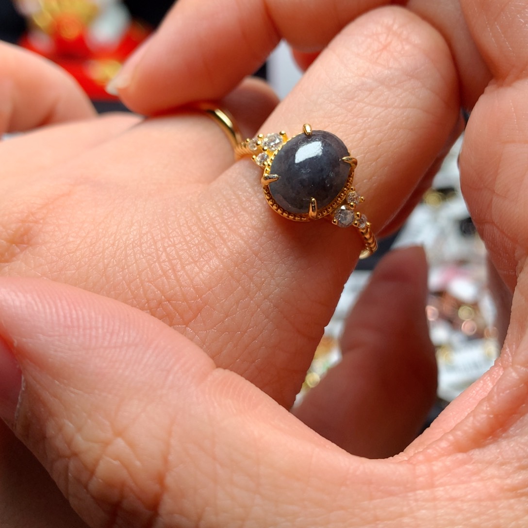 翡翠戒指银S925镶嵌戒指