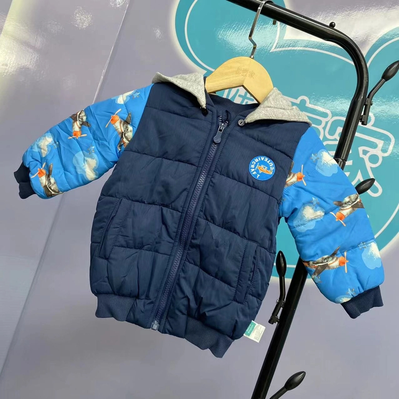 【优儿宝贝品牌】冬季宝宝棉衣儿童新款梭织加厚活帽棉服7141602