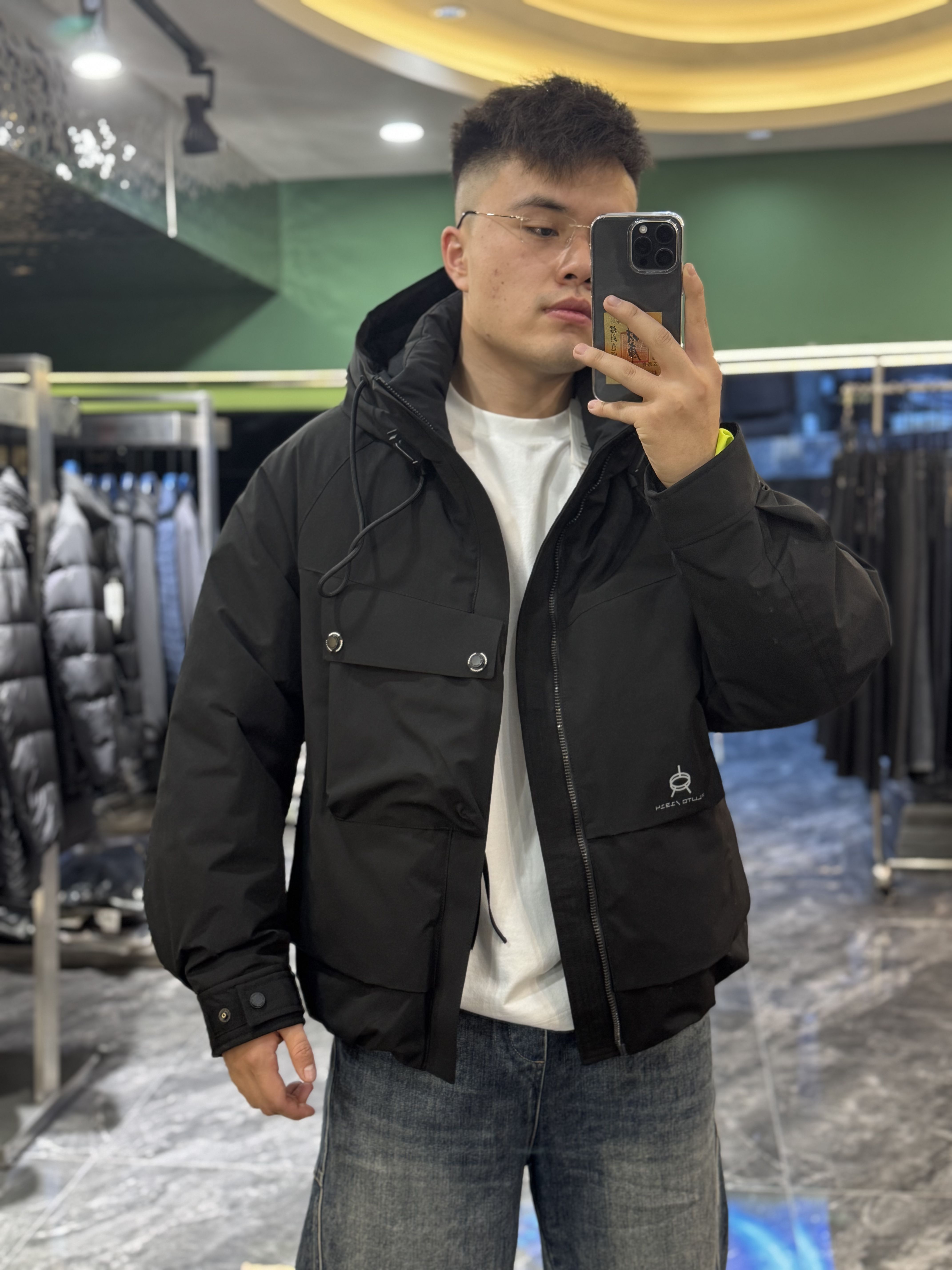 机能潮款90白鸭绒羽绒服｜锁温抗寒 连帽抽绳+立体工装袋 暗黑系