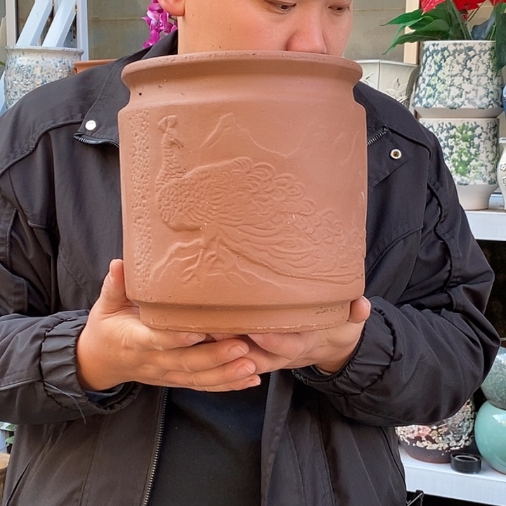 紫砂花盆口20高20瑕疵