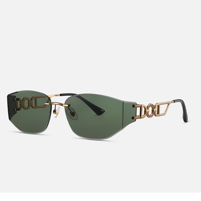 英式老钱风轻奢无框墨镜防紫外线时尚遮阳太阳镜潮流设计