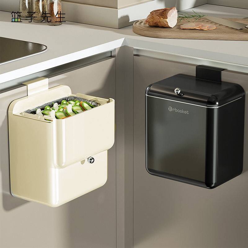 厨房垃圾桶壁挂式大容量带盖台面悬挂式厨余免弯腰厨余垃圾收纳桶