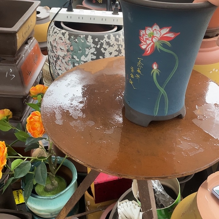 蓝色大号一念花开花盆紫砂花盆