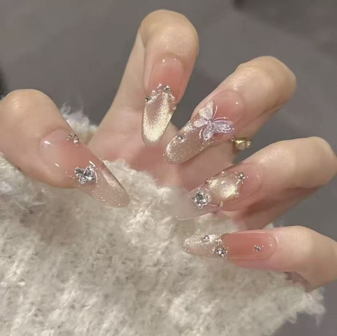 【金秋蝶舞】时尚清新纯欲高级感成品穿戴式手工美甲