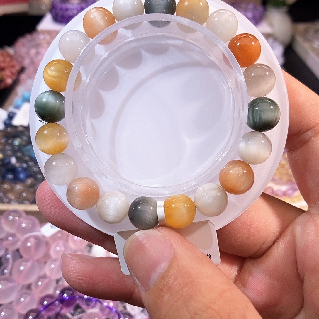 未镶嵌手链水晶毕业级彩兔毛9mm