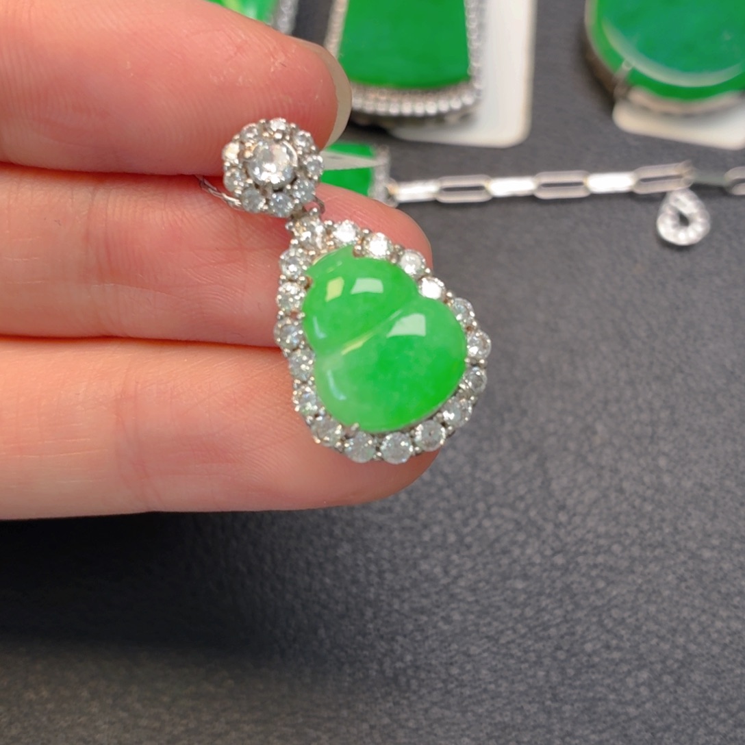 翡翠银S925镶嵌吊坠(不含链)