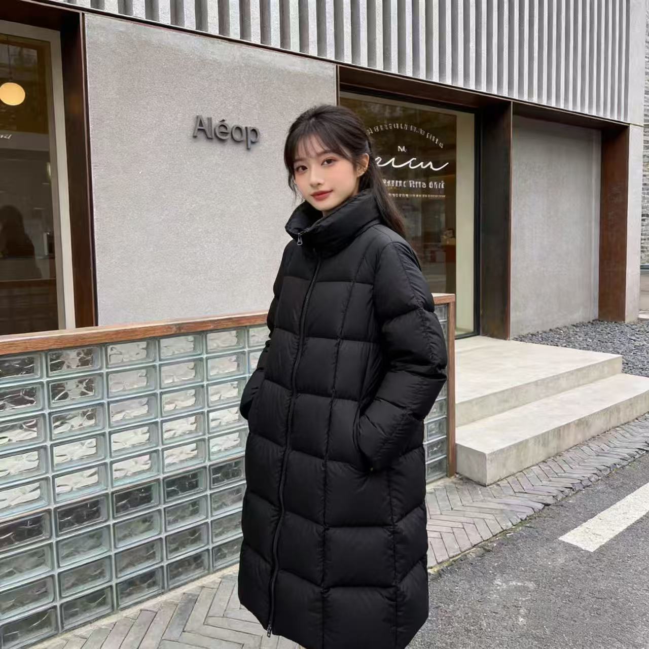 【江南优品】原厂原单三防修身95鹅绒立领长款鹅绒服