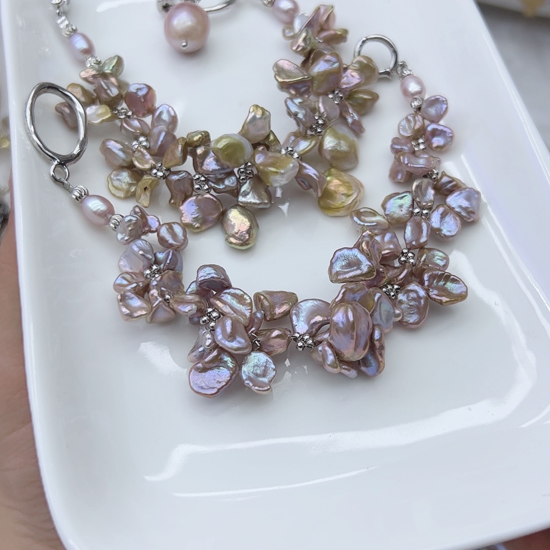 耳饰银S925镶嵌淡水珍珠