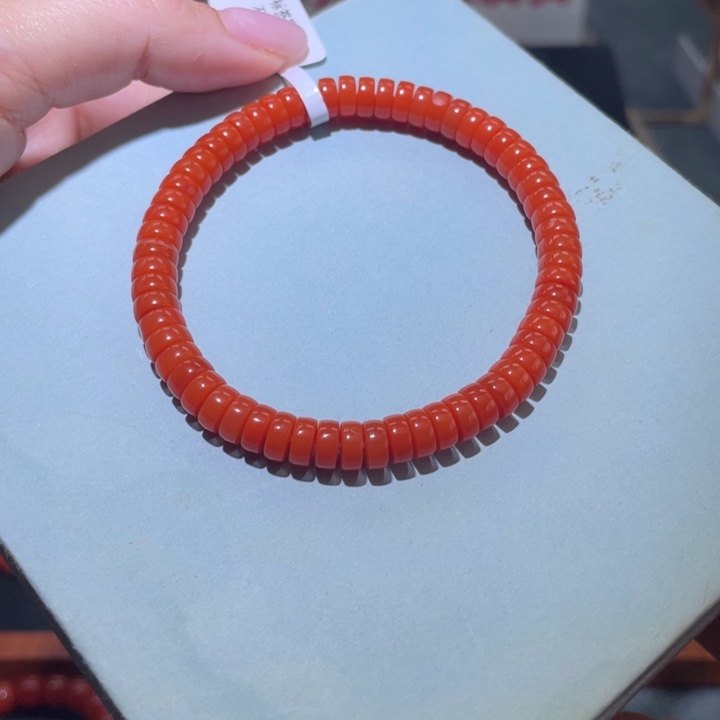 南红玛瑙原矿南红冷水河直切卡6手串未镶嵌