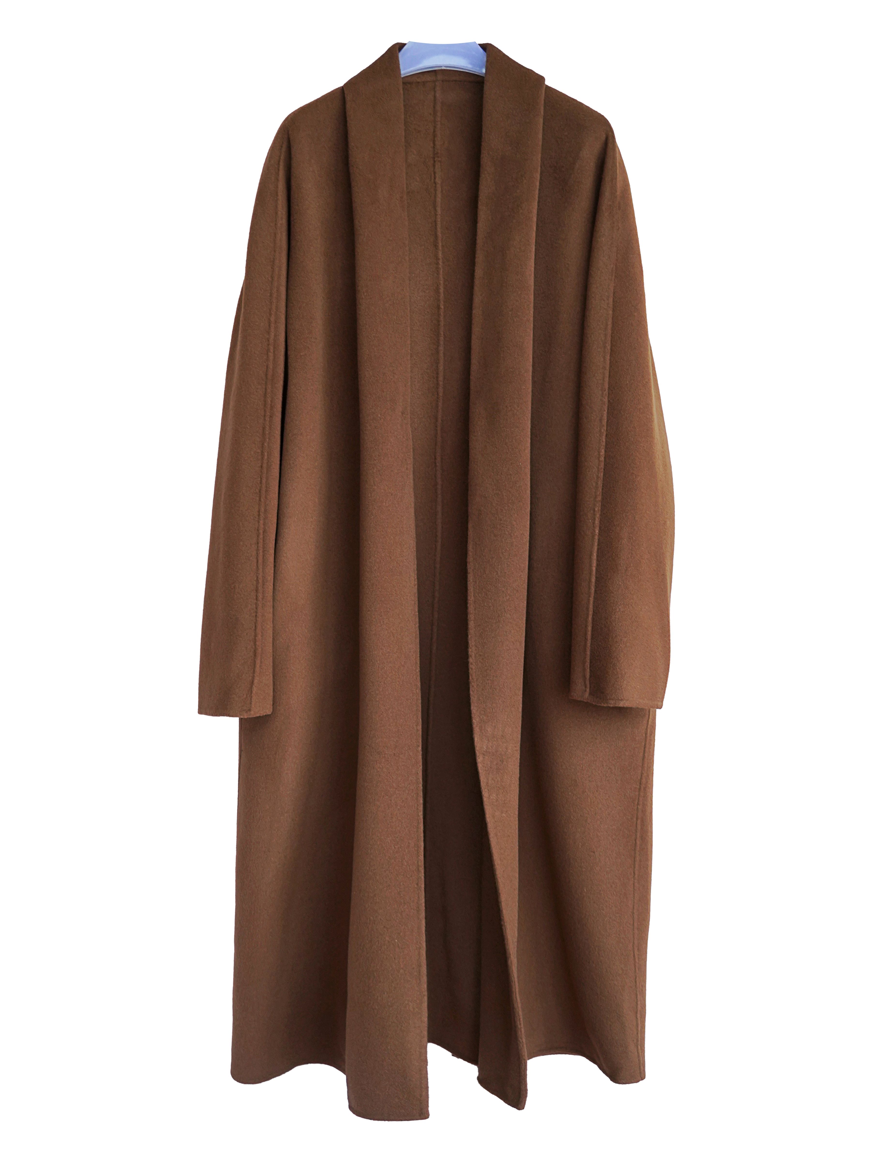 【京华苏艺】2023秋冬新款百搭中长款30%山羊绒大衣-深巴黎-68281