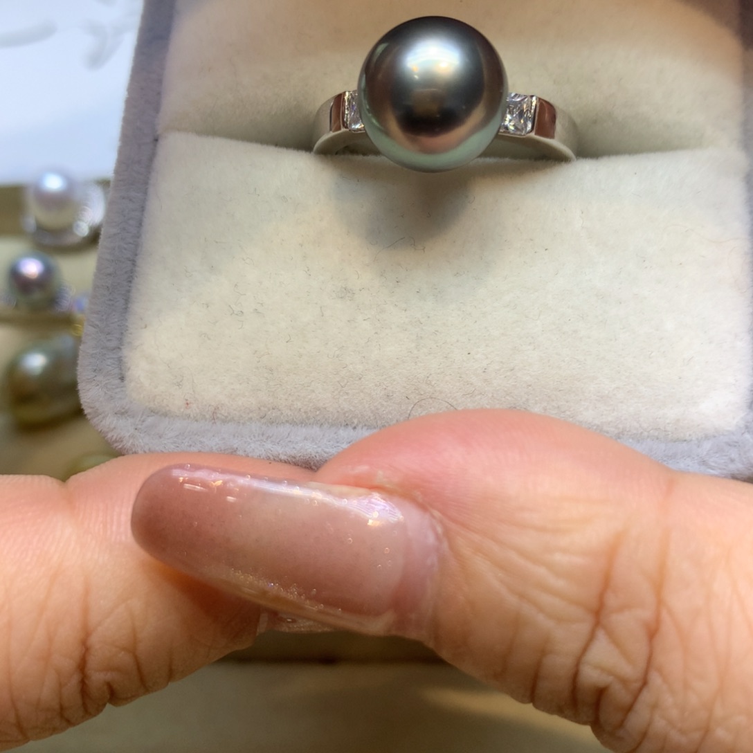 银S925镶嵌戒指海水珍珠