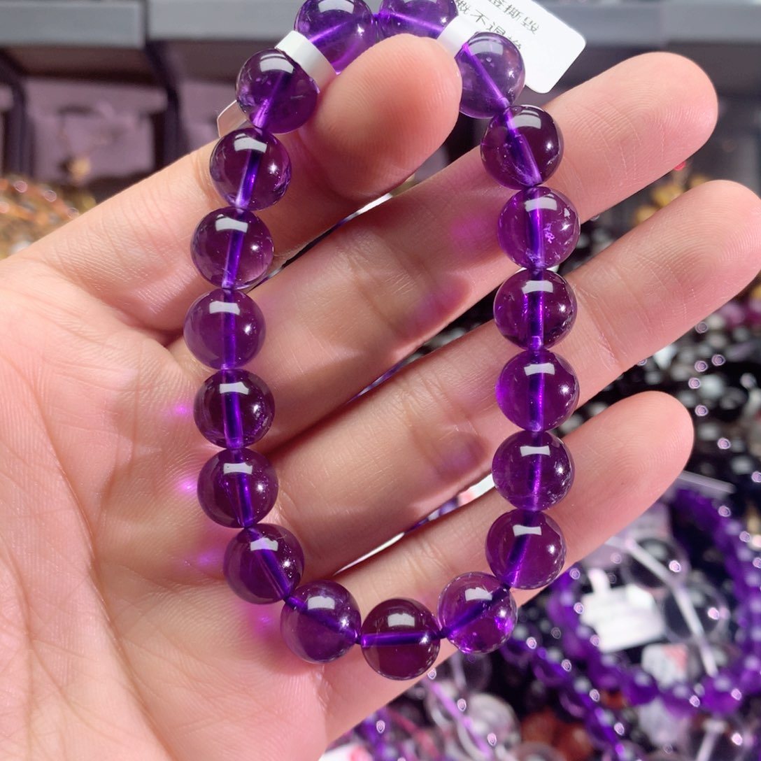 水晶手串未镶嵌?****?乌拉圭紫晶手链10+