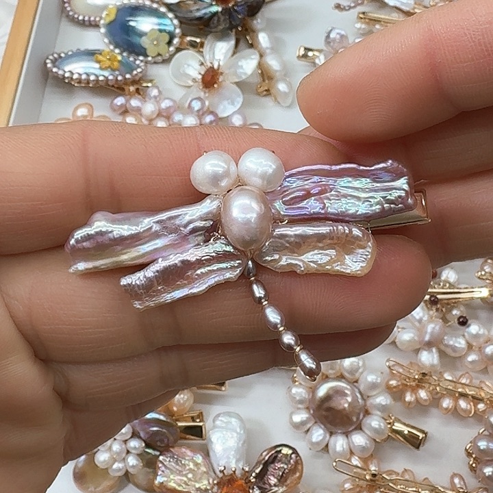 淡水珍珠发饰银S925镶嵌